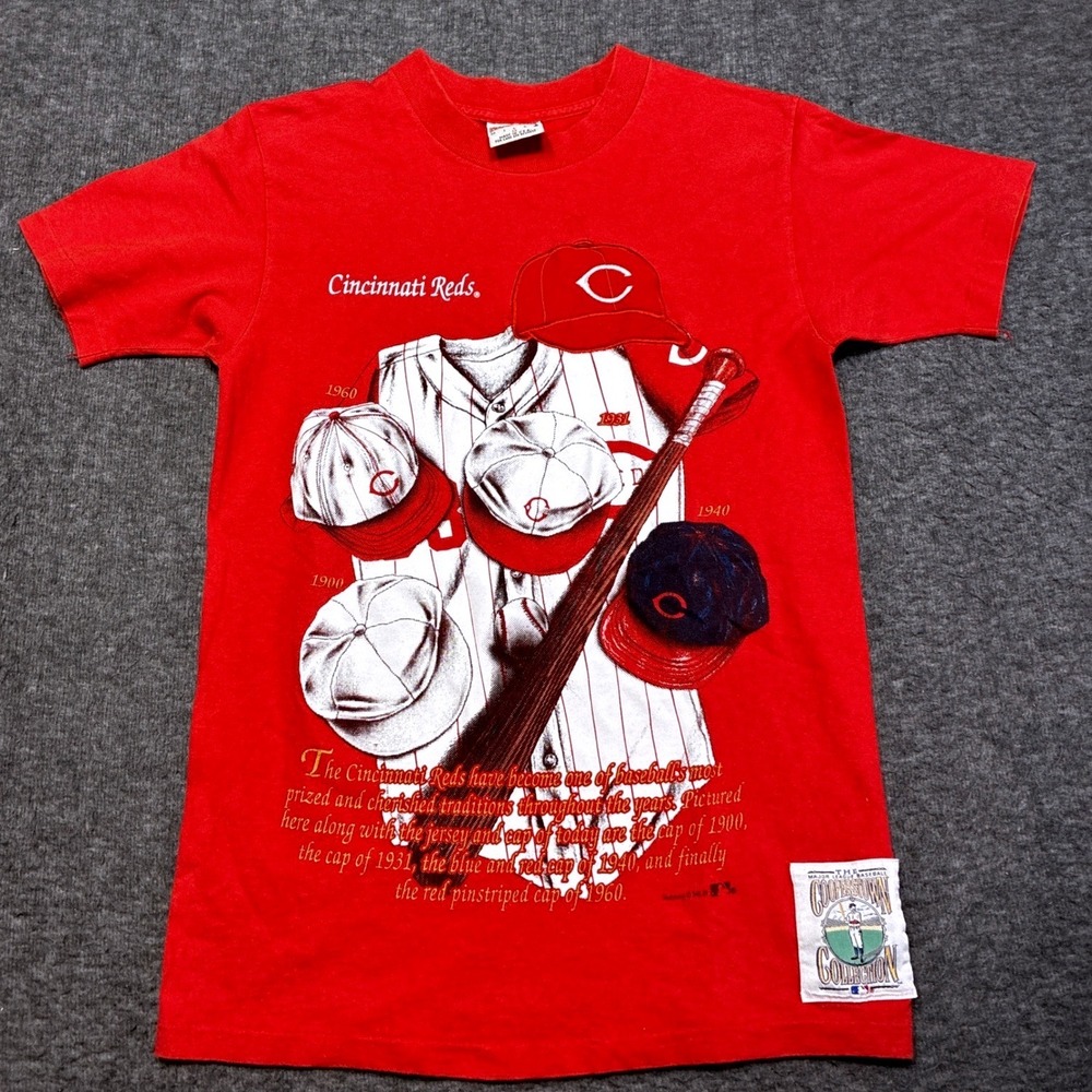 Vintage Nutmeg Mills Cincinnati Reds Shirt Men Medium Cooperstown Collection 80s